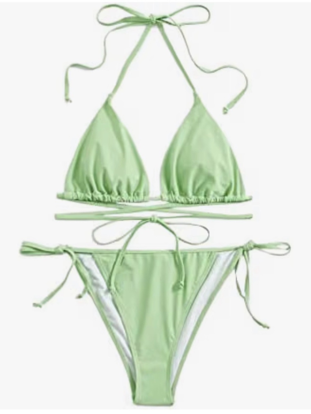 SHEIN Light Green Tie-Side Triangle Bikini Set